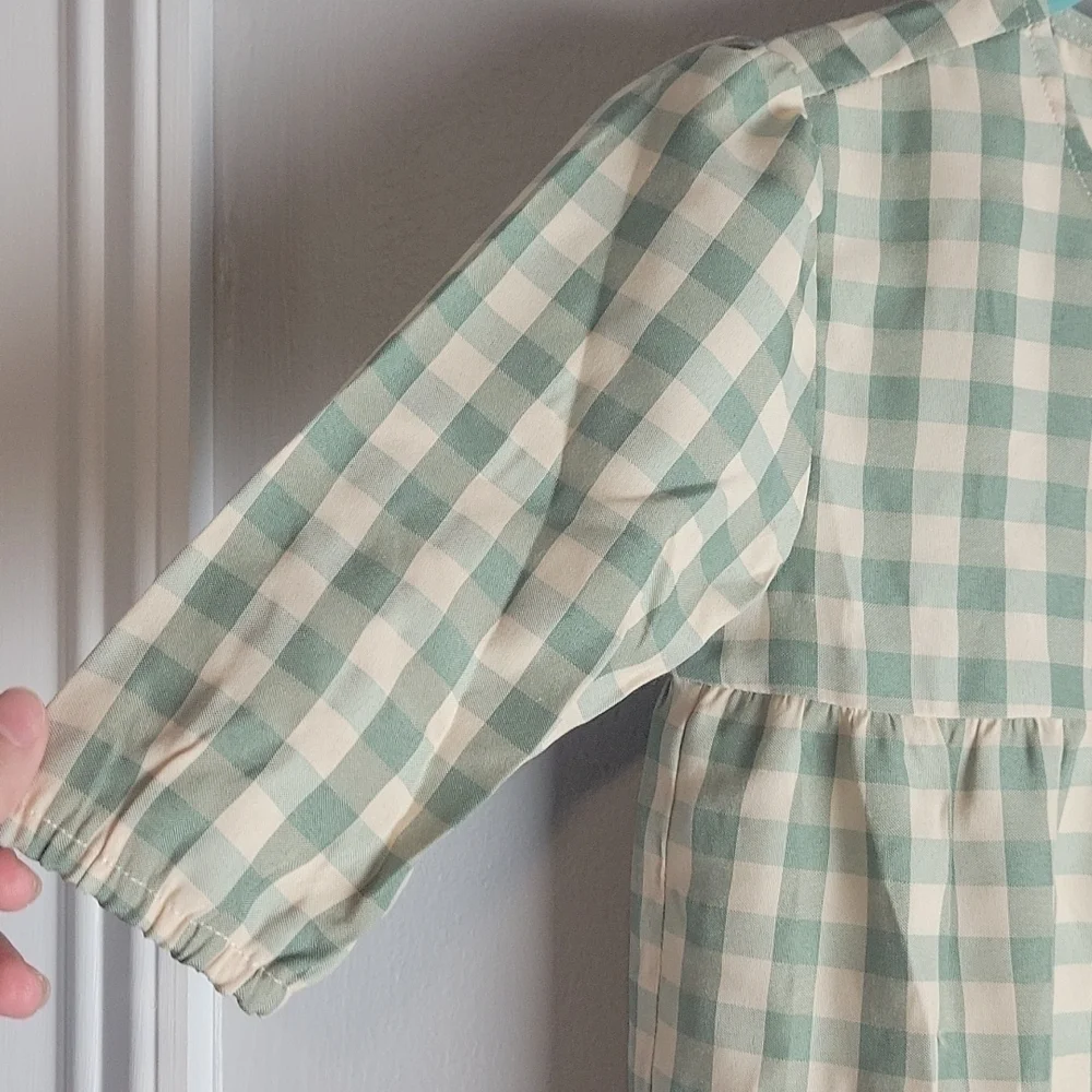 Delicat New York Short Sleeve Gingham Long Robe Dress Slaye/White-Size 12